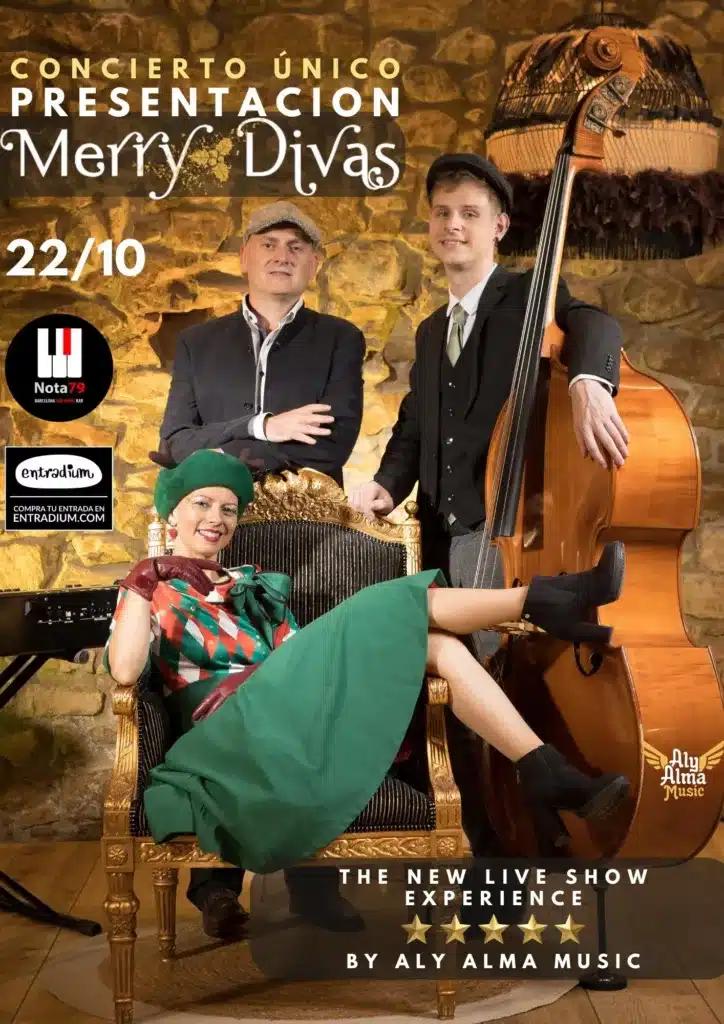 Cartel Concierto Presentación Merry Divas, Jazz Swing Barcelona el 22 octubre 2023